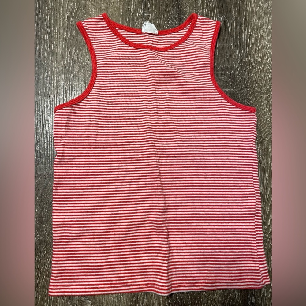Cotton On Kids Red and White Striped Tank Top